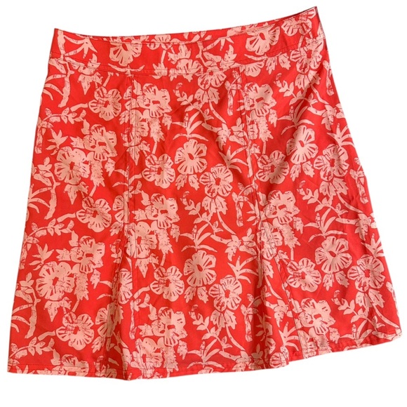 Rip Skirt Hawaii Coral Peach Hibiscus Print Skirt Length 2 Water Resistant - Picture 3 of 9